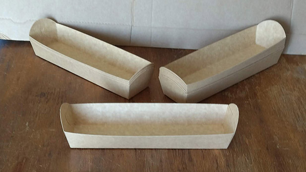 Χάρτινα σκαφάκια κραφτ για μπαγκέτες και hot dog