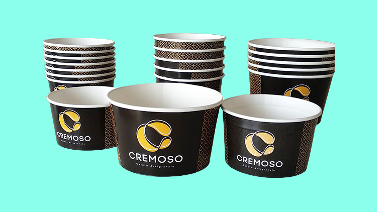 Branded paper ice cream bowls