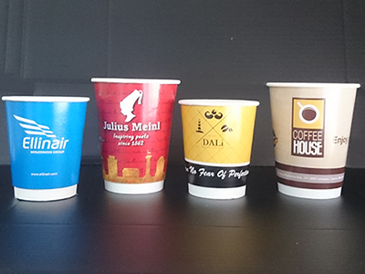 Branded paper cups for coffee