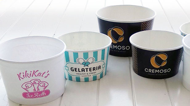 Biodegradable ice cream containers and cups for general use