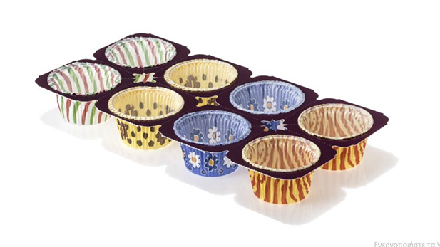 Δίσκοι με muffins γενικής εκτύπωσης των 2 oz και των 24, 12, 8, 6 και 4 θέσεων