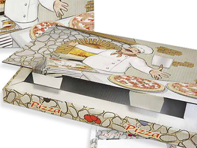 Pizza boxes with corners and rectangular boxes