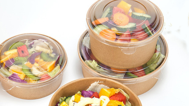 Paper kraft salad containers 750 till 1200 ml, with transparent PET lids