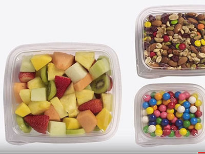 Recyclable plastic food packaging for take away - delivery - catering