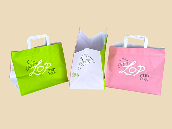 Χάρτινες κραφτ λευκές σακούλες delivery
